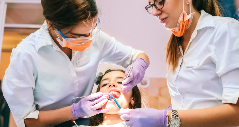 Child receiving gentle dental care